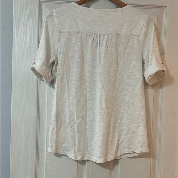 Chico's Off-White Buttoned V-Neck Blouse - Picture 5 of 5